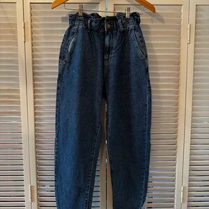 ZARA Paperbag Women's Mom Jeans - cropped - blue - sz 4